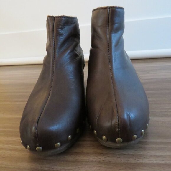 BOSABO Brown Leather Studded Clog Booties Boots Grandma Boho - Size US 6 - Picture 14 of 15
